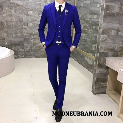 Miesten Puku Liiketoiminta Mekko Tiukka Sininen Muodollinen Vaatteet Business