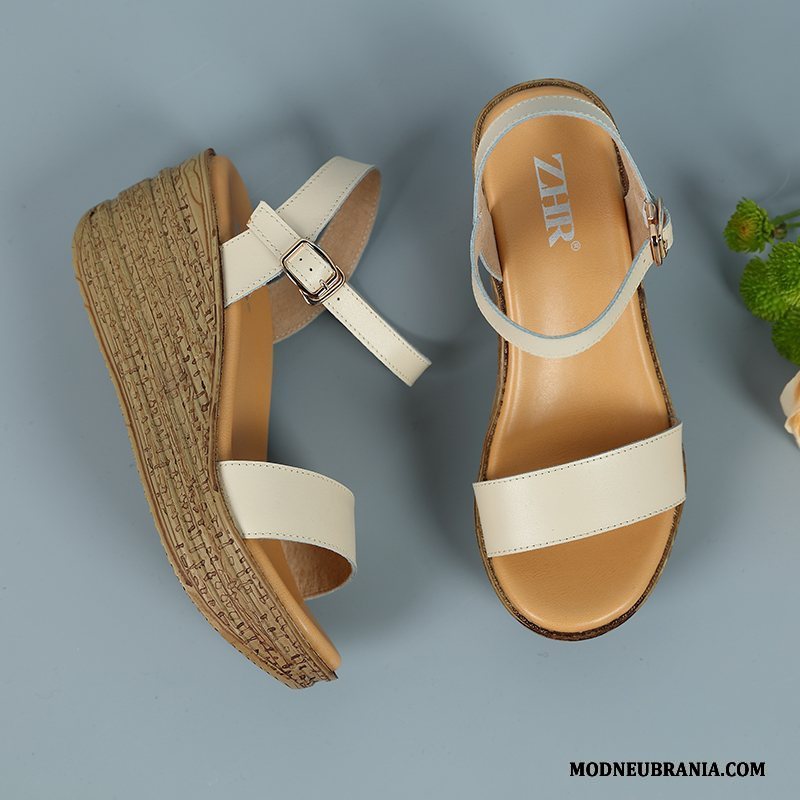 Naisten Kiilakorkokengät Kaikki Ottelut Nainen Vintage Yksinkertainen Sandaalit Paksu Pohja Kesä