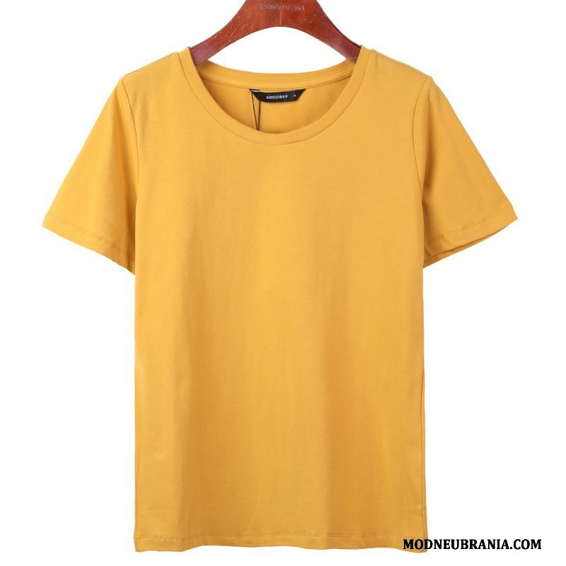 Naisten T-paida Lyhythihainen Aluspaita Löysät Valkoinen Takki Naiset Keltainen